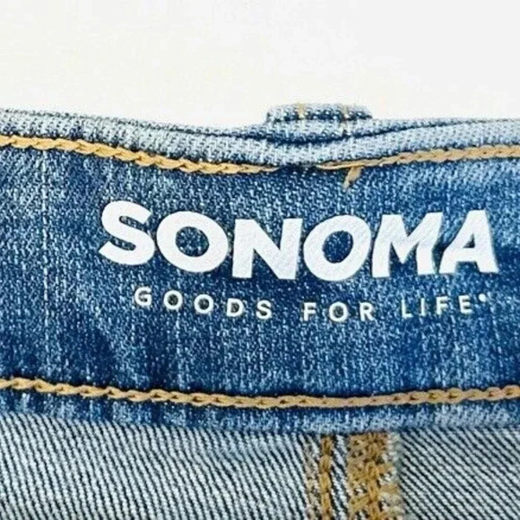 NWT SONOMA Women High Rise Blue Rolled Cuff Distressed Blue Jean Shorts Size 24W - Picture 4 of 4